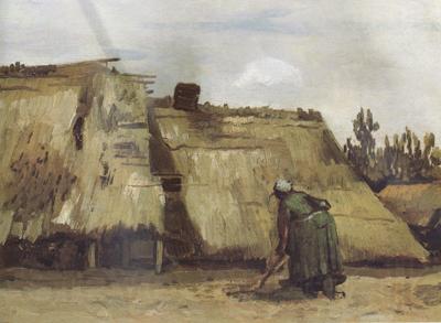 Vincent Van Gogh Cottage with Woman Digging (nn04) Spain oil painting art